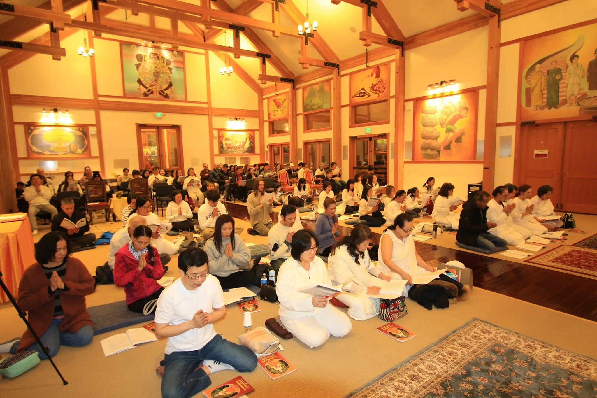 Several people chanting in a New Year evening